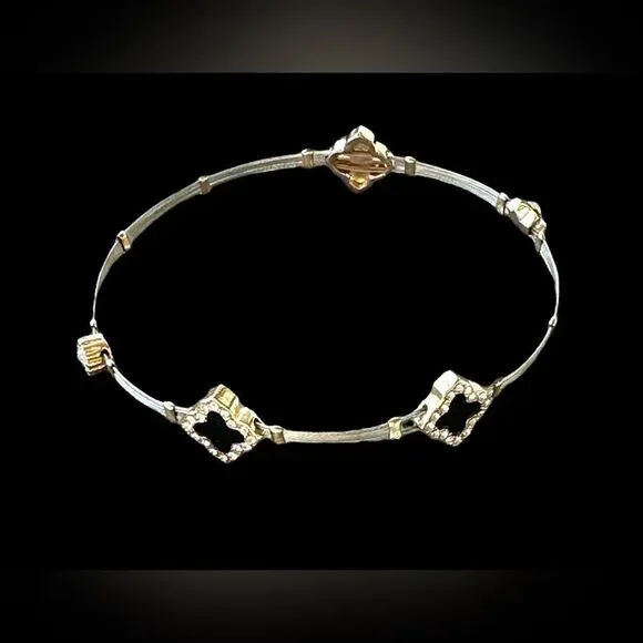 Black clover silver cable gold crystal 5 bands bangle bracelets - Picture 9 of 10